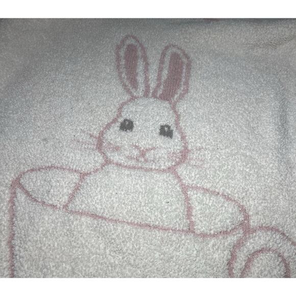Barefoot Dreams Cozychic Bunny Baby Blanket Teacup Pink White Cream - Picture 3 of 7